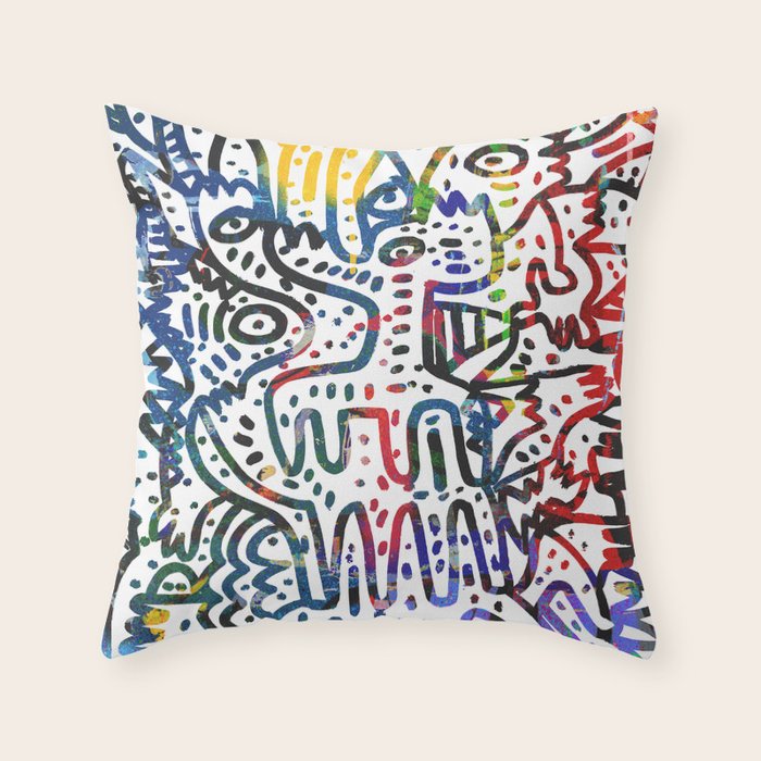 Graffiti Art Spray Painting White Street Comics Throw Pillow Gallery Image 6