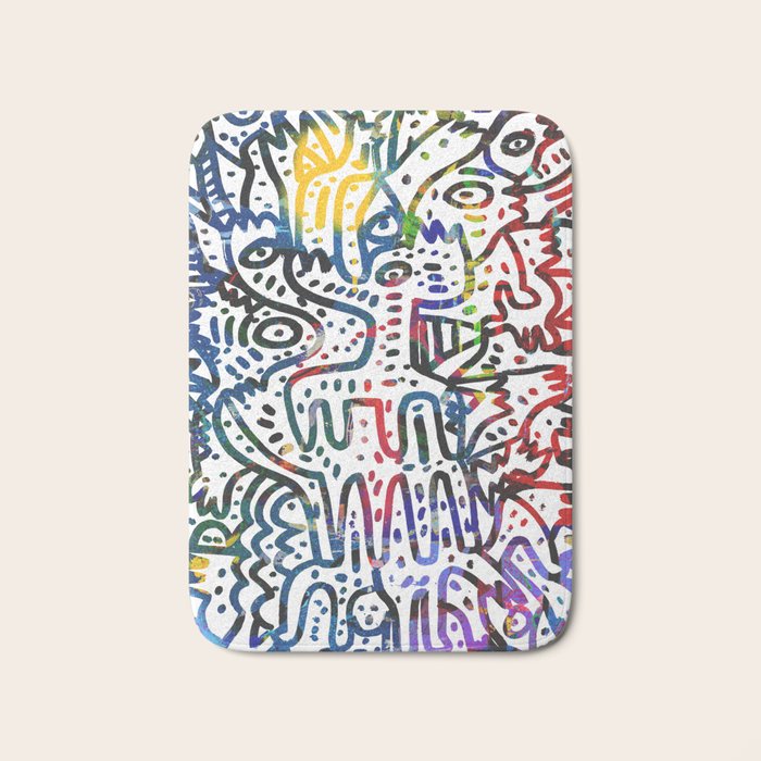 Graffiti Art Spray Painting White Street Comics Bath Mat Gallery Image 1