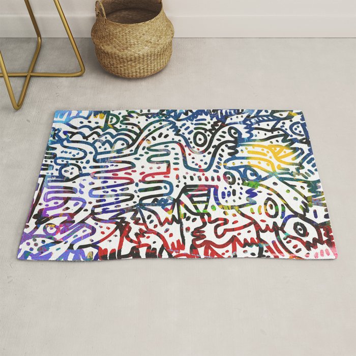 Graffiti Art Spray Painting White Street Comics Rug Gallery Image 1