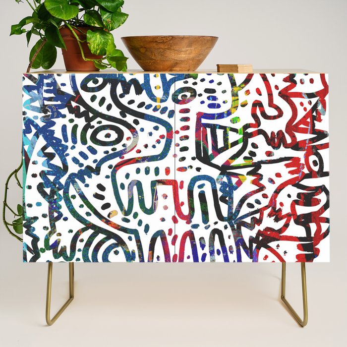 Graffiti Art Spray Painting White Street Comics Credenza Gallery Image 1