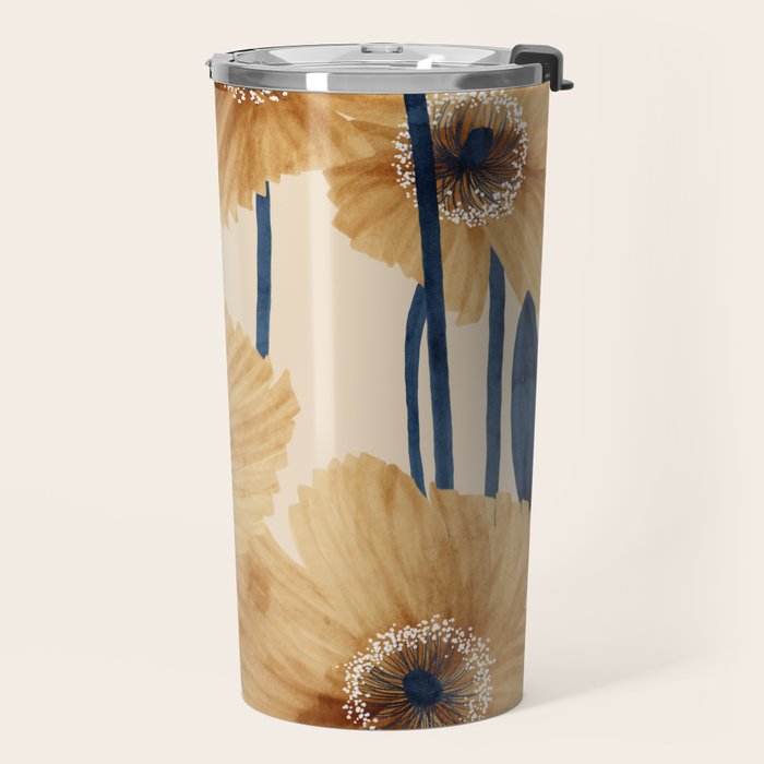 Poppies flowers watercolor Travel Mug Gallery Image 2