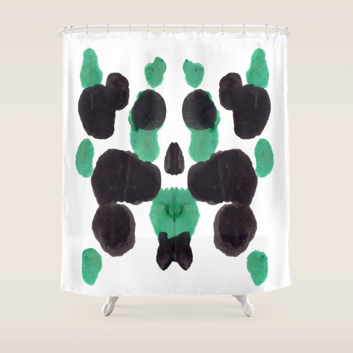 Green & Black Ink Blot Diagram Shower Curtain Gallery Image 1