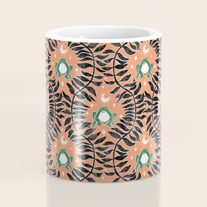 Froggie Ogee - papaya, green, and black Coffee Mug Gallery Image 4