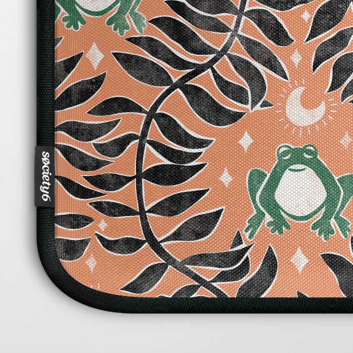 Froggie Ogee - papaya, green, and black Laptop Sleeve Gallery Image 3
