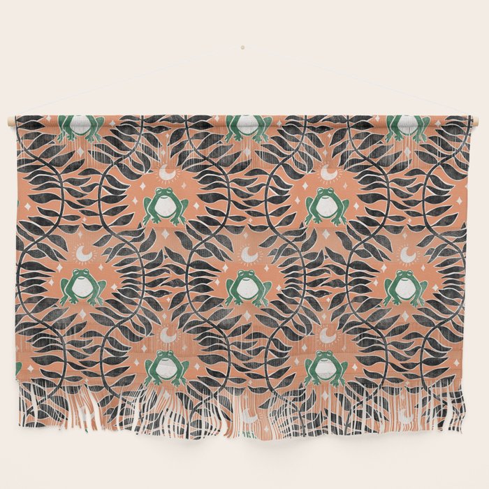 Froggie Ogee - papaya, green, and black Wall Hanging Gallery Image 1