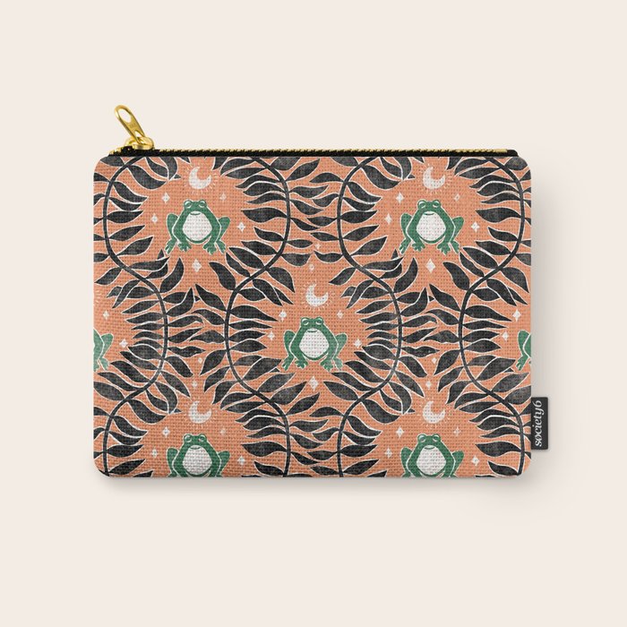 Froggie Ogee - papaya, green, and black Carry All Pouch Gallery Image 1