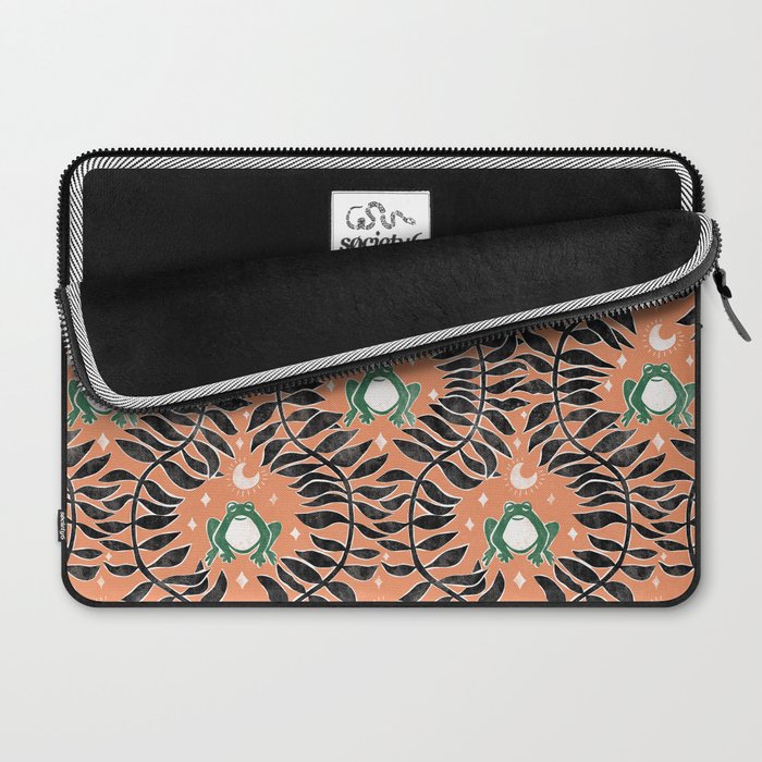 Froggie Ogee - papaya, green, and black Laptop Sleeve Gallery Image 2