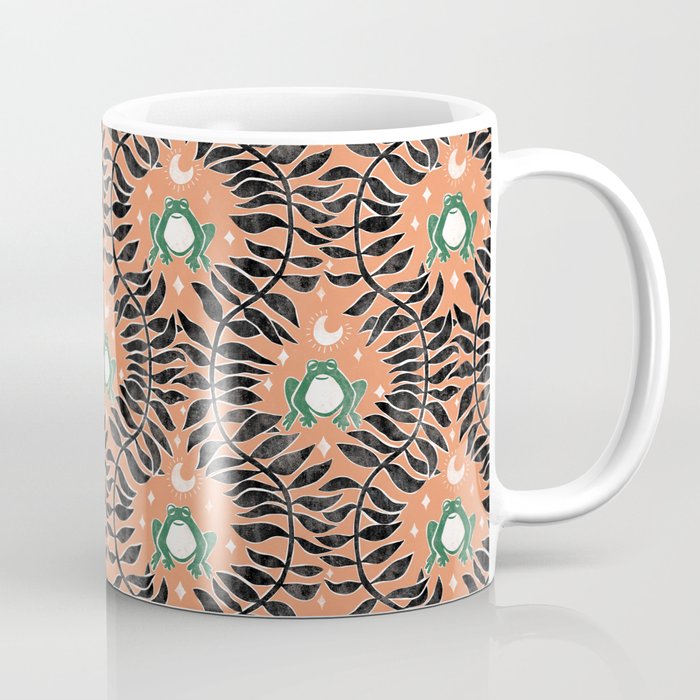 Froggie Ogee - papaya, green, and black Coffee Mug Gallery Image 1