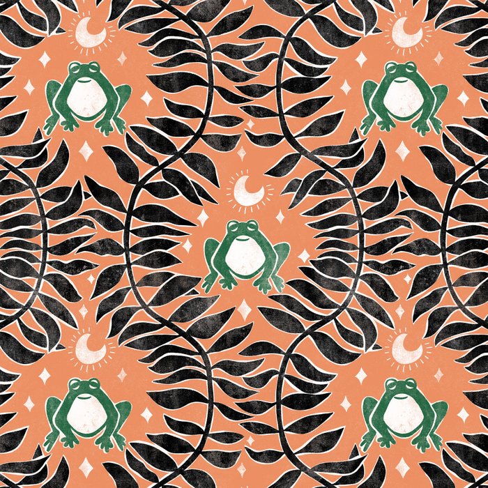 Froggie Ogee - papaya, green, and black Coffee Mug Gallery Image 2