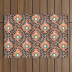 Froggie Ogee - papaya, green, and black Outdoor Rug Gallery Image 1