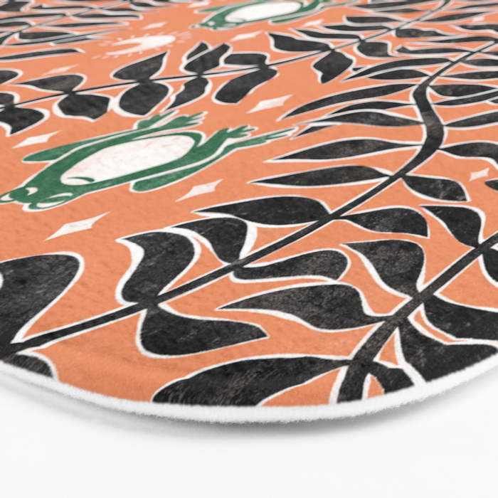 Froggie Ogee - papaya, green, and black Bath Mat Gallery Image 3