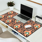 Froggie Ogee - papaya, green, and black Desk Mat Gallery Image 2