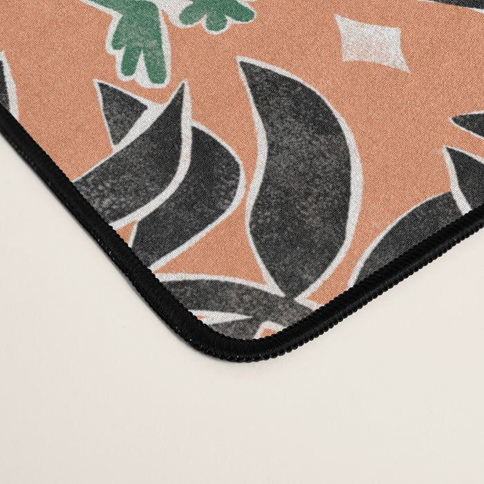 Froggie Ogee - papaya, green, and black Desk Mat Gallery Image 4