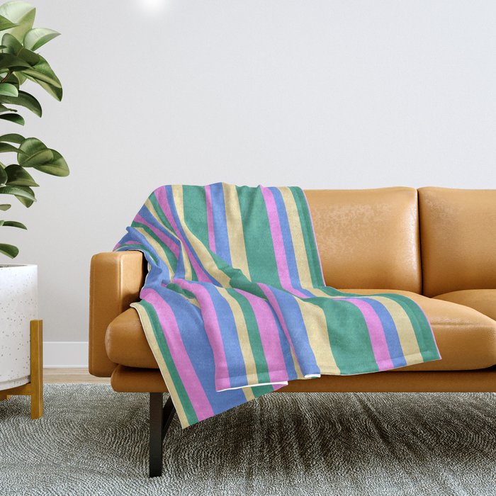 Classic Stripes XV - 90s Pastel Throw Blanket Gallery Image 1