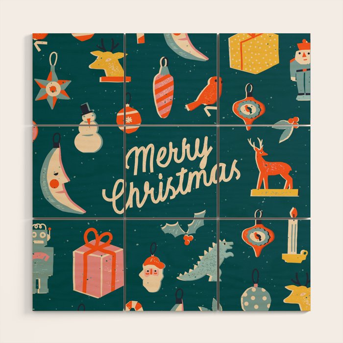 Christmas vintage toys Wood Wall Art Gallery Image 1