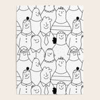 Funny diverse people crowd cartoon pattern Poster Gallery Image 4
