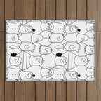 Funny diverse people crowd cartoon pattern Outdoor Rug Gallery Image 1