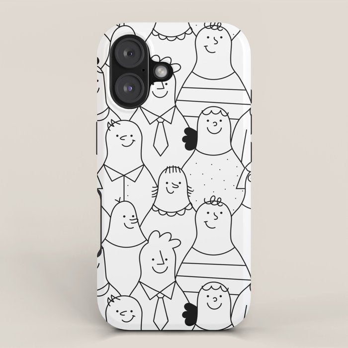 Funny diverse people crowd cartoon pattern iPhone Case Gallery Image 1