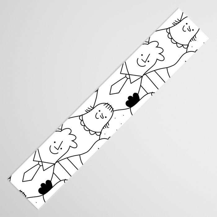 Funny diverse people crowd cartoon pattern Table Runner Gallery Image 3