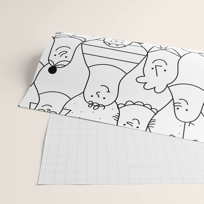 Funny diverse people crowd cartoon pattern Wrapping Paper Gallery Image 2