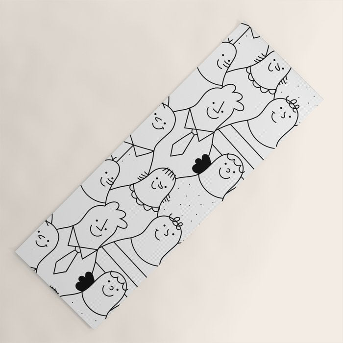 Funny diverse people crowd cartoon pattern Yoga Mat Gallery Image 1