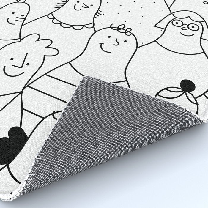 Funny diverse people crowd cartoon pattern Rug Gallery Image 4