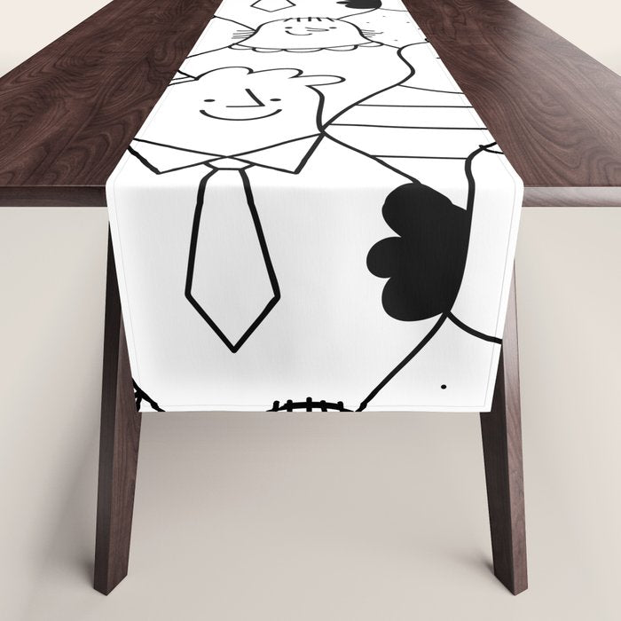 Funny diverse people crowd cartoon pattern Table Runner Gallery Image 1