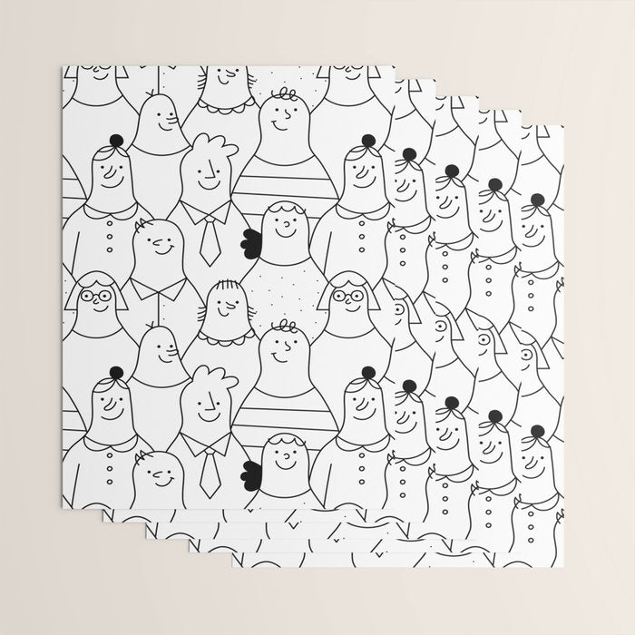 Funny diverse people crowd cartoon pattern Wrapping Paper Gallery Image 3