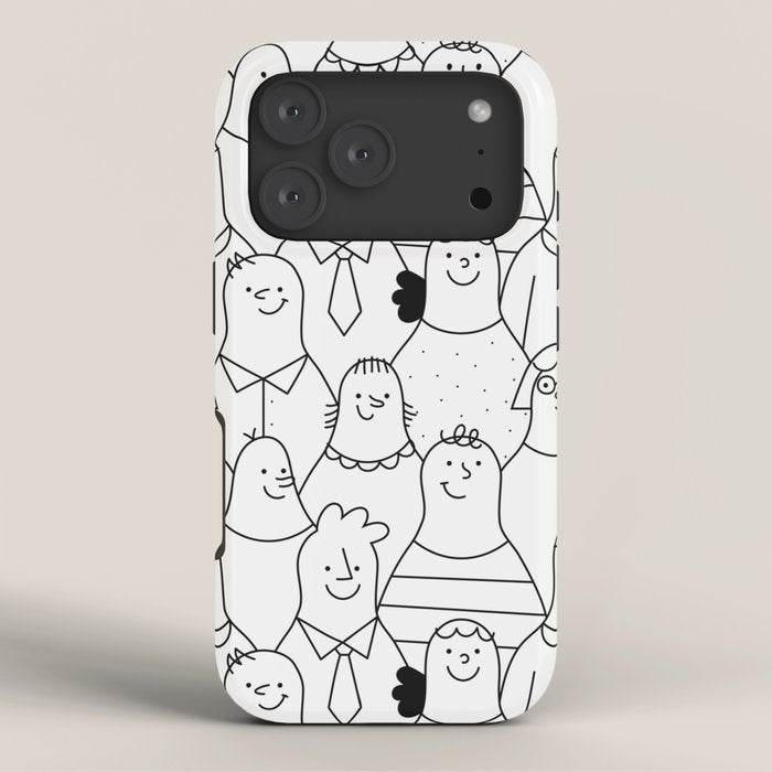 Funny diverse people crowd cartoon pattern iPhone Case Gallery Image 3