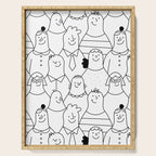 Funny diverse people crowd cartoon pattern Serving Tray Gallery Image 1