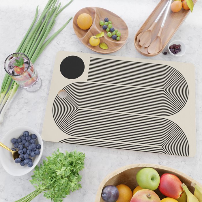 Abstraction_LINE_BLACK_DOT_VISUAL_ART_Minimlism_001A Cutting Board Gallery Image 2