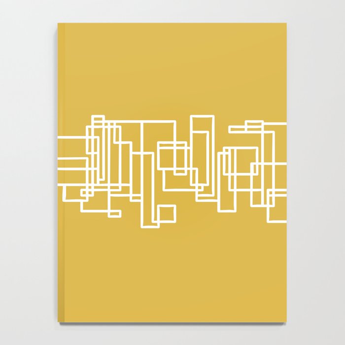 Mid-Century Modern Minimalist Architecture Stripe Pattern Mustard and White Notebook Gallery Image 4