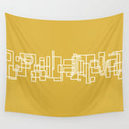 Mid-Century Modern Minimalist Architecture Stripe Pattern Mustard and White Wall Tapestry Gallery Image 4