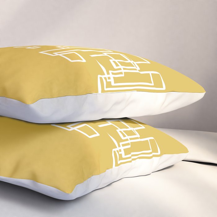 Mid-Century Modern Minimalist Architecture Stripe Pattern Mustard and White Pillow Sham Gallery Image 3