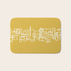 Mid-Century Modern Minimalist Architecture Stripe Pattern Mustard and White Bath Mat Gallery Image 1