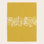 Mid-Century Modern Minimalist Architecture Stripe Pattern Mustard and White Poster Gallery Image 4