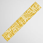 Mid-Century Modern Minimalist Architecture Stripe Pattern Mustard and White Table Runner Gallery Image 3