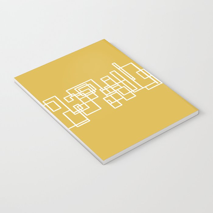 Mid-Century Modern Minimalist Architecture Stripe Pattern Mustard and White Notebook Gallery Image 3