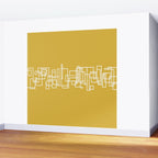 Mid-Century Modern Minimalist Architecture Stripe Pattern Mustard and White Wall Mural Gallery Image 2