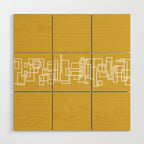Mid-Century Modern Minimalist Architecture Stripe Pattern Mustard and White Wood Wall Art Gallery Image 1