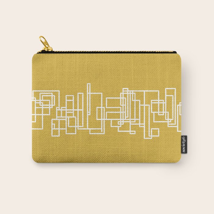 Mid-Century Modern Minimalist Architecture Stripe Pattern Mustard and White Carry All Pouch Gallery Image 1
