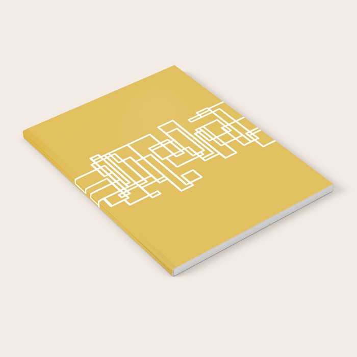 Mid-Century Modern Minimalist Architecture Stripe Pattern Mustard and White Notebook Gallery Image 1