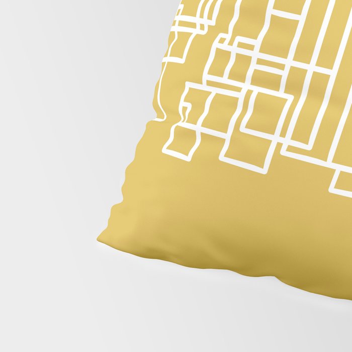 Mid-Century Modern Minimalist Architecture Stripe Pattern Mustard and White Pillow Sham Gallery Image 4