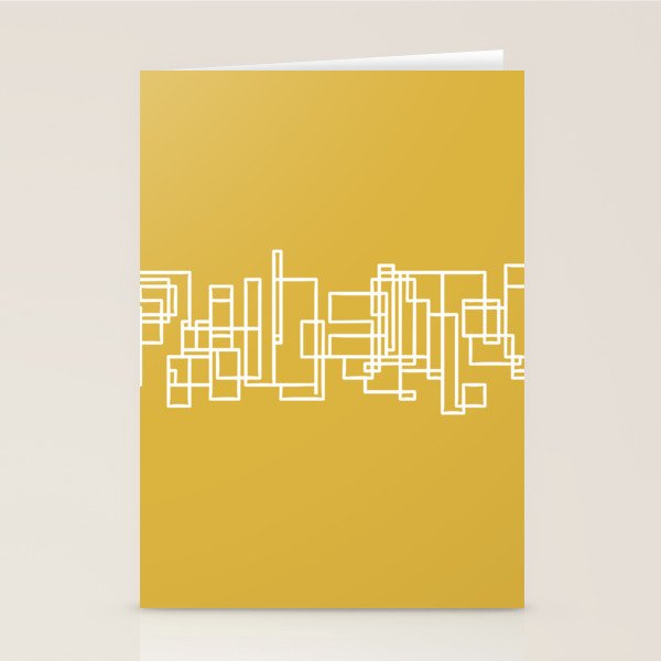 Mid-Century Modern Minimalist Architecture Stripe Pattern Mustard and White Stationery Card Gallery Image 2