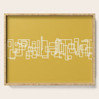 Mid-Century Modern Minimalist Architecture Stripe Pattern Mustard and White Serving Tray Gallery Image 1