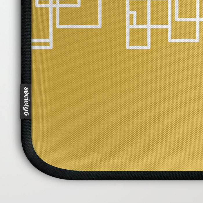 Mid-Century Modern Minimalist Architecture Stripe Pattern Mustard and White Laptop Sleeve Gallery Image 3