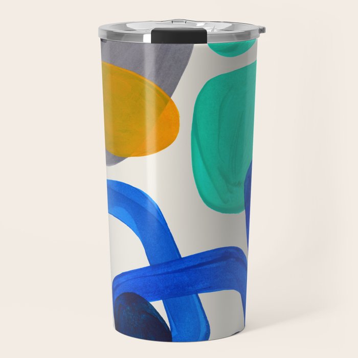 Mid Century Modern Abstract Minimalist Fun Colorful Shapes Marine Green Retro Vintage Fun Shapes Travel Mug Gallery Image 1