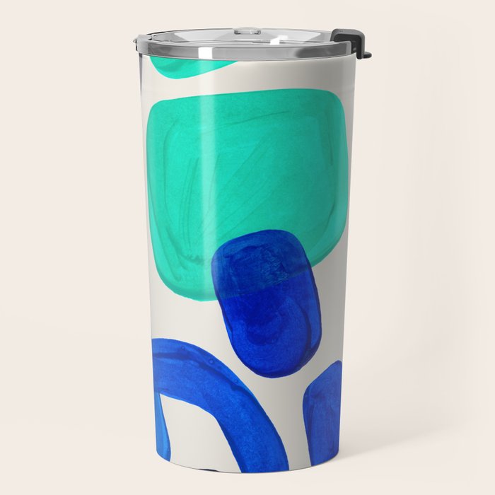 Mid Century Modern Abstract Minimalist Fun Colorful Shapes Marine Green Retro Vintage Fun Shapes Travel Mug Gallery Image 2