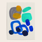 Mid Century Modern Abstract Minimalist Fun Colorful Shapes Marine Green Retro Vintage Fun Shapes Poster Gallery Image 4