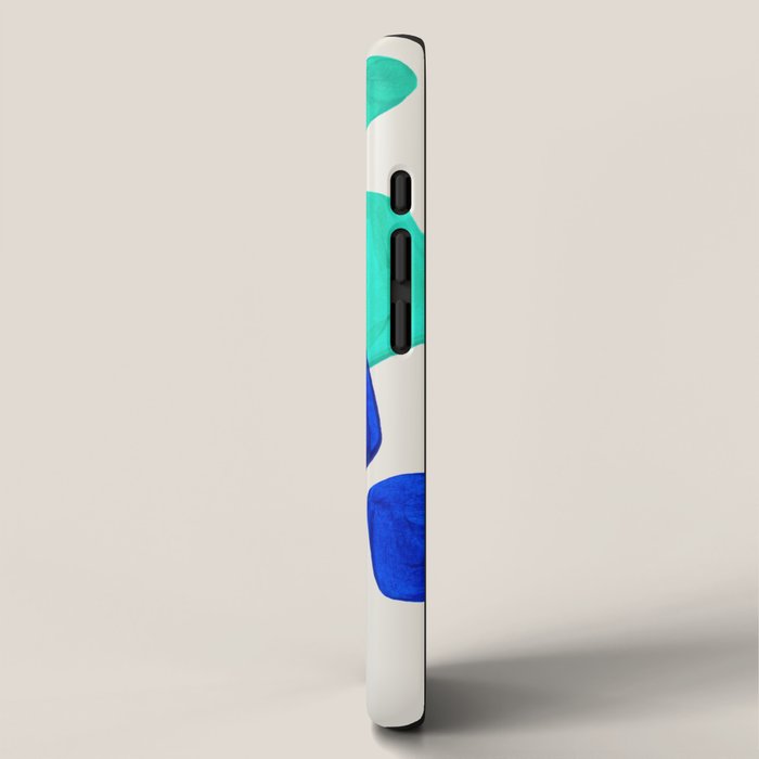 Mid Century Modern Abstract Minimalist Fun Colorful Shapes Marine Green Retro Vintage Fun Shapes iPhone Case Gallery Image 2